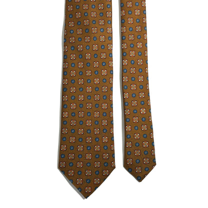 Golden Brown Geometric Printed 24oz Silk Twill Tie