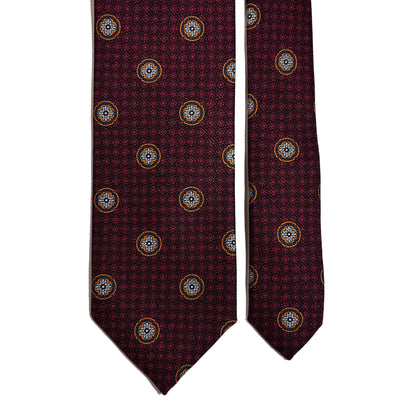 Burgundy Printed Silk Micro-Grenadine Tie