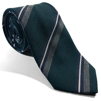 Forest Green Striped Wool/Silk Tie
