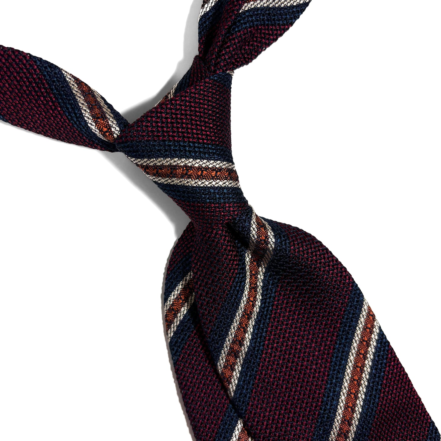 Burgundy Striped Italian Silk Grenadine Tie