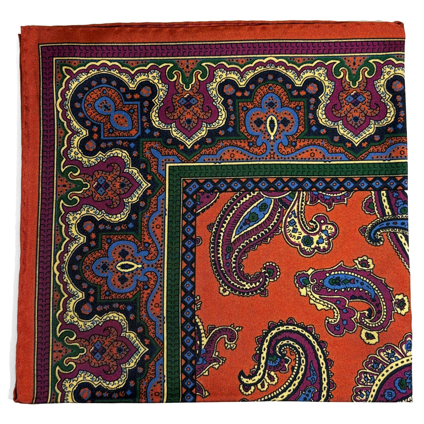 Orange Paisley Ancient Madder Silk Pocket Square
