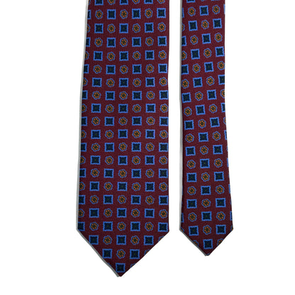 Burgundy & Blue Floral Ancient Madder Silk Tie