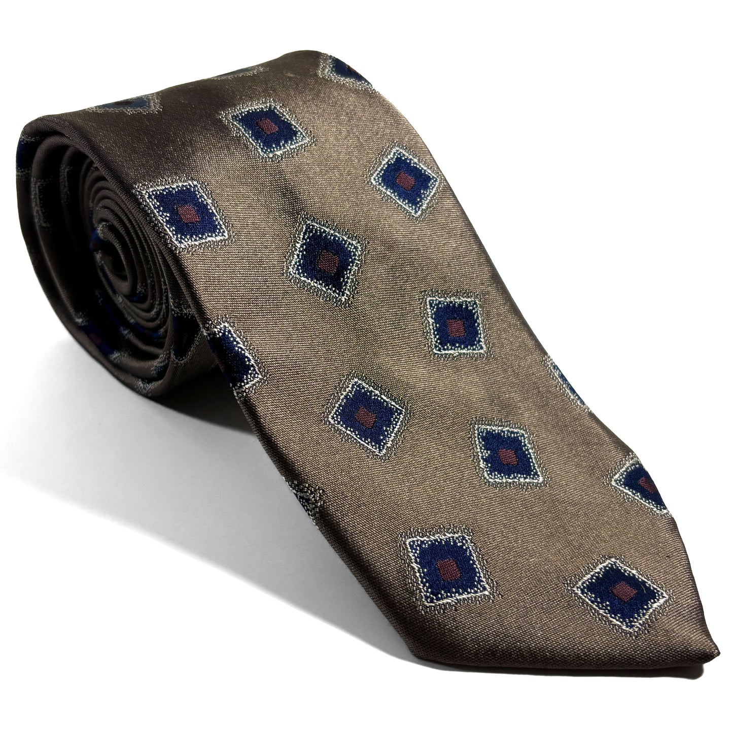 Brown Geometric Silk Jacquard Tie