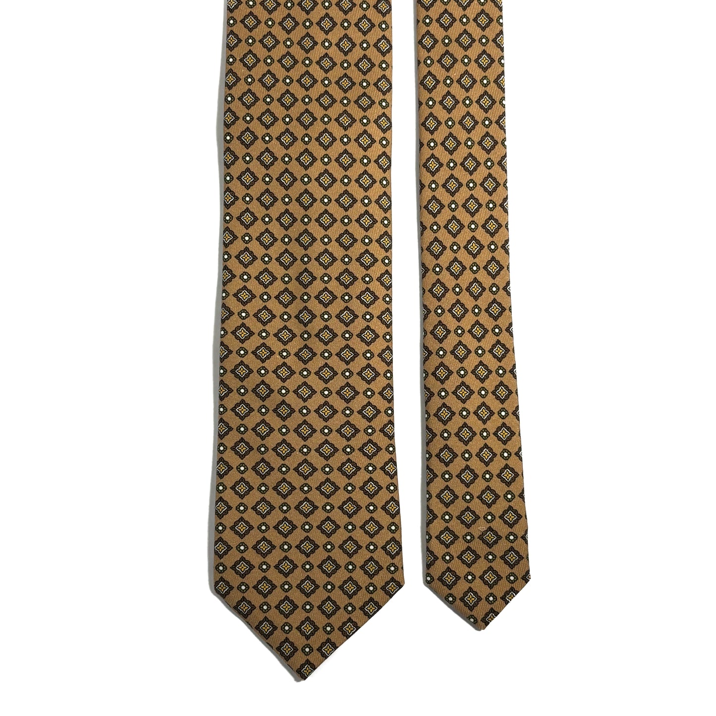 Beige Geometric Ancient Madder Silk Tie