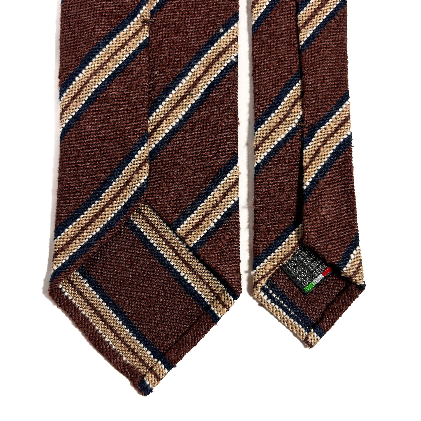 Brown Stripe Untipped Silk Shantung Tie