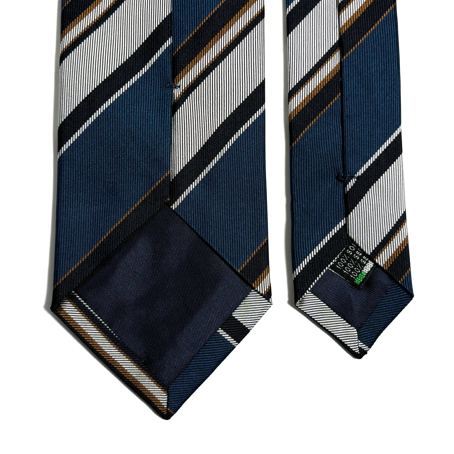 Navy Blue & Silver Striped Silk Repp Tie