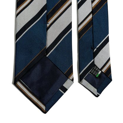 Navy Blue & Silver Striped Silk Repp Tie