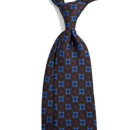 Light Blue & Brown Geometric Ancient Madder Silk Tie