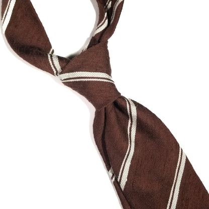 Brown Striped Silk Shantung Tie