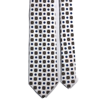 White Geometric Printed 24oz Silk Twill Tie