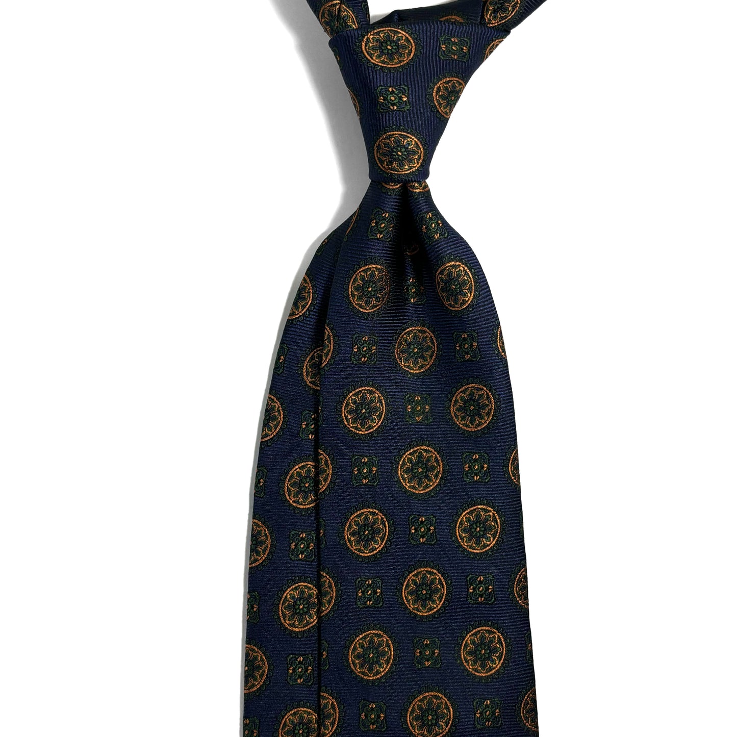 Navy Blue & Gold Geometric Silk Jacquard Tie