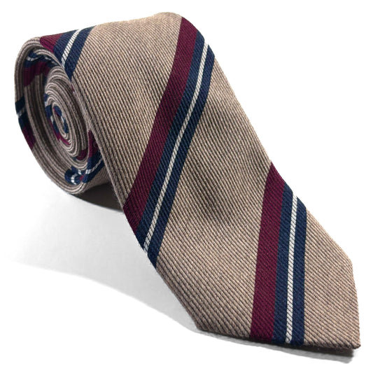 Beige Striped Wool/Silk Tie