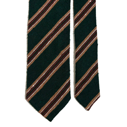 Luxury Forest Green Stripe Untipped Silk Shantung Tie