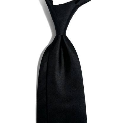 Solid Black Silk Satin Tie