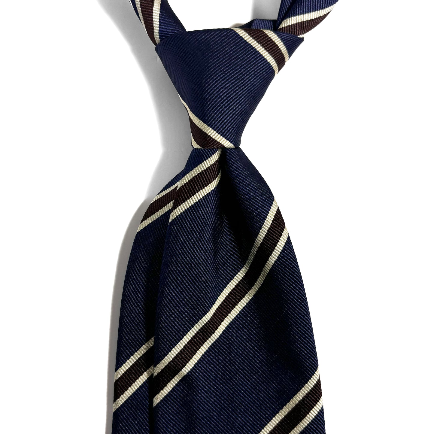 Navy Blue & Brown Silk Repp Tie
