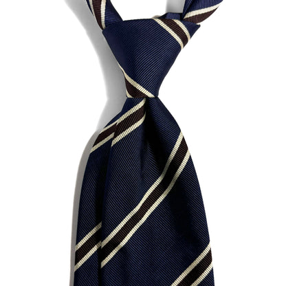 Navy Blue & Brown Silk Repp Tie