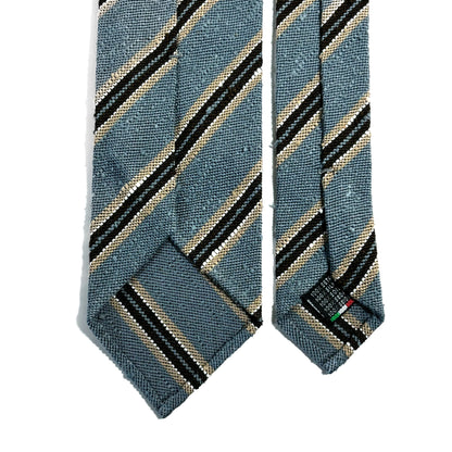 Luxury Light Blue Stripe Untipped Silk Shantung Tie