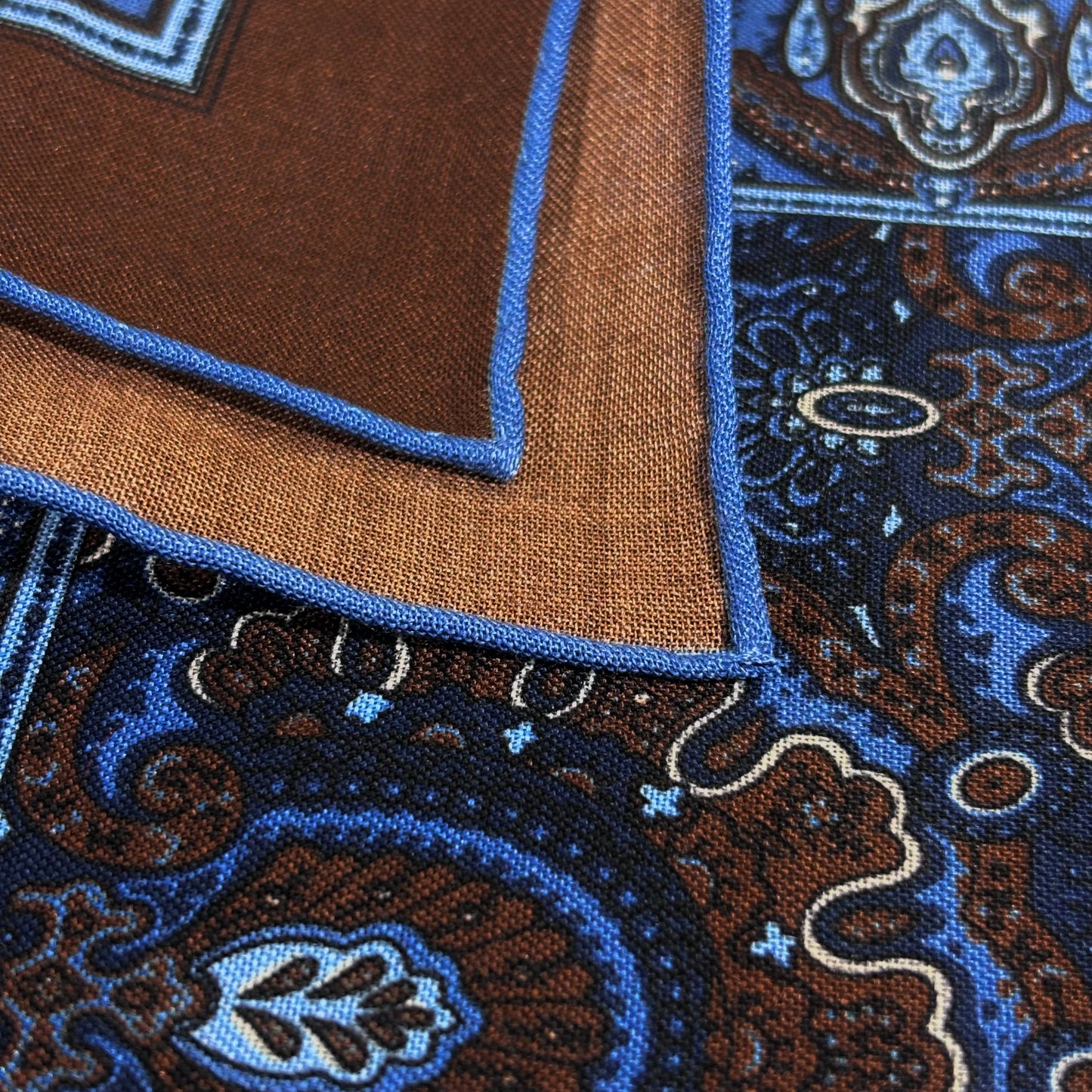 Dominus - Brown & Blue - Wool/Silk Pocket Square