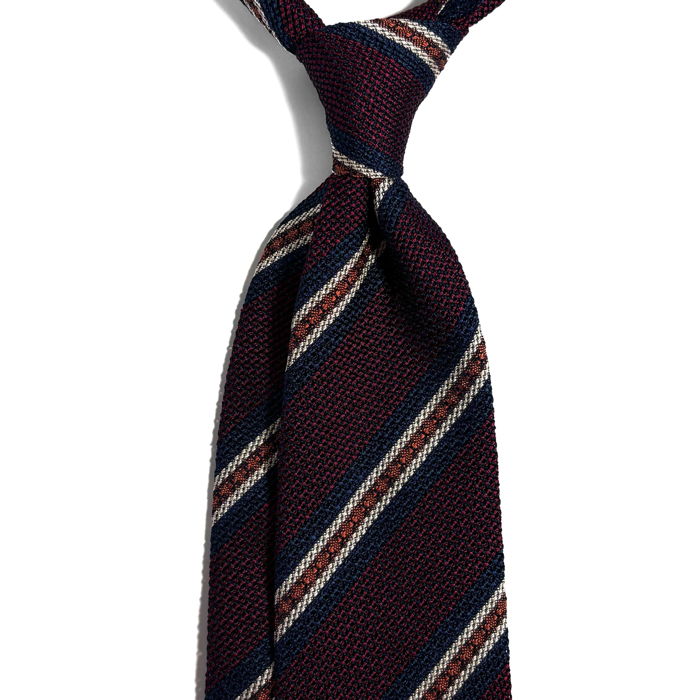 Burgundy Striped Italian Silk Grenadine Tie