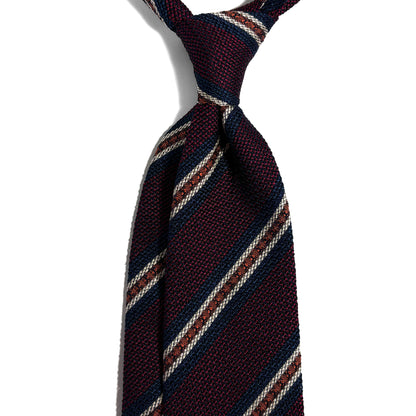 Burgundy Striped Italian Silk Grenadine Tie