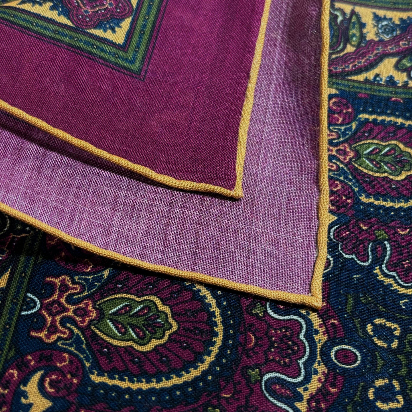 Dominus - Magenta & Yellow - Wool/Silk Pocket Square