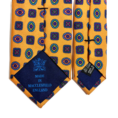 Amber Yellow Geometric Medallion Silk Tie