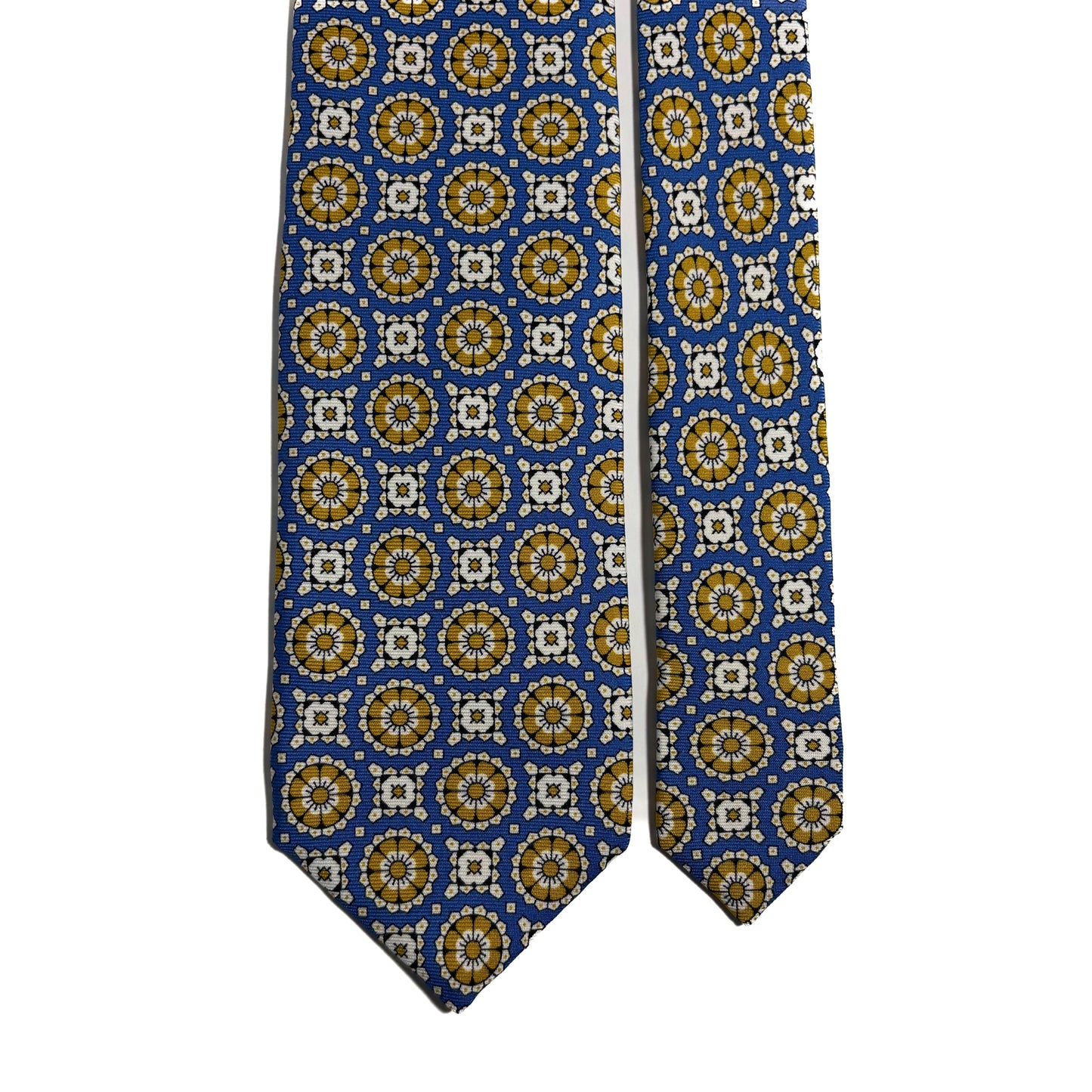 Azure Blue & Yellow Geometric Silk Tie