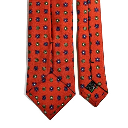 Orange Floral Printed 24oz Silk Twill Tie