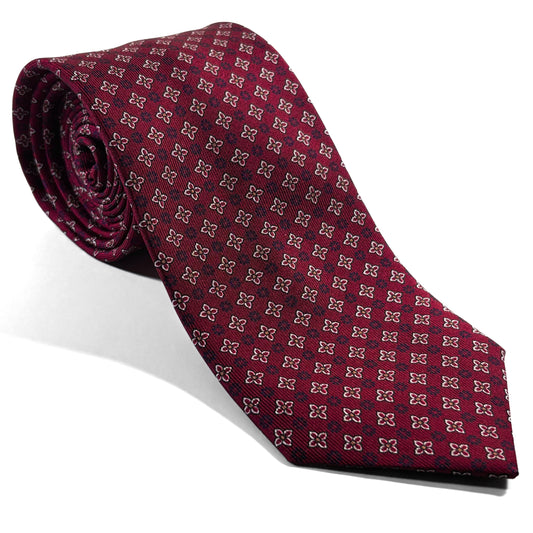 Burgundy Floral Printed 36oz Silk Twill Tie