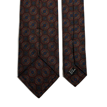 Brown Medallion Italian Madder Silk Tie