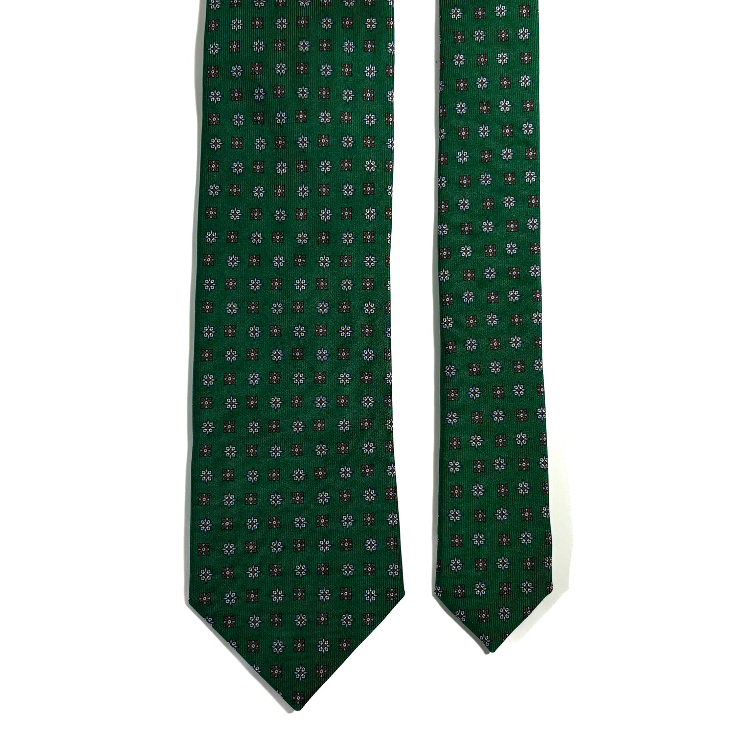 Green Small Floral Printed 36oz Silk Twill Tie