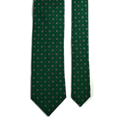 Green Small Floral Printed 36oz Silk Twill Tie