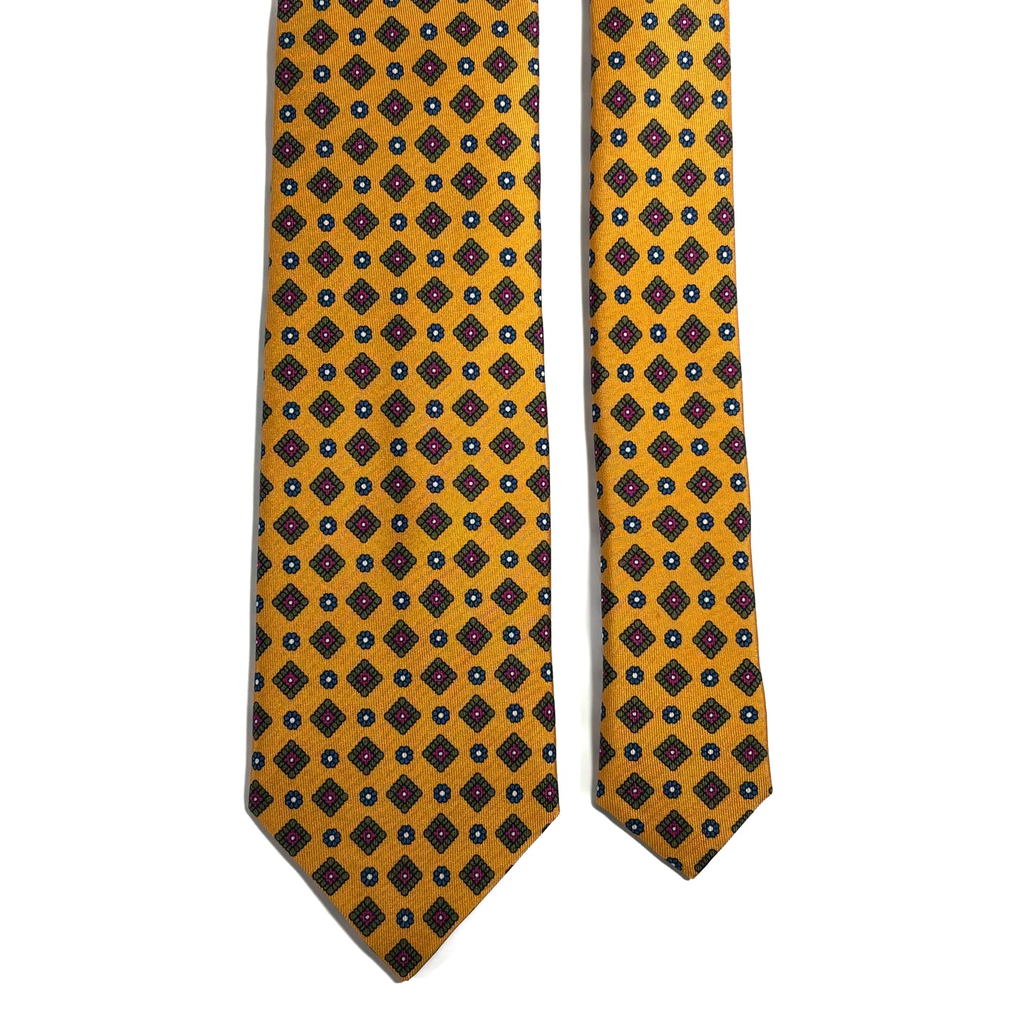 Mustard Yellow Geometric Printed 24oz Silk Twill Tie