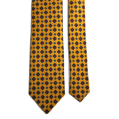 Mustard Yellow Geometric Printed 24oz Silk Twill Tie
