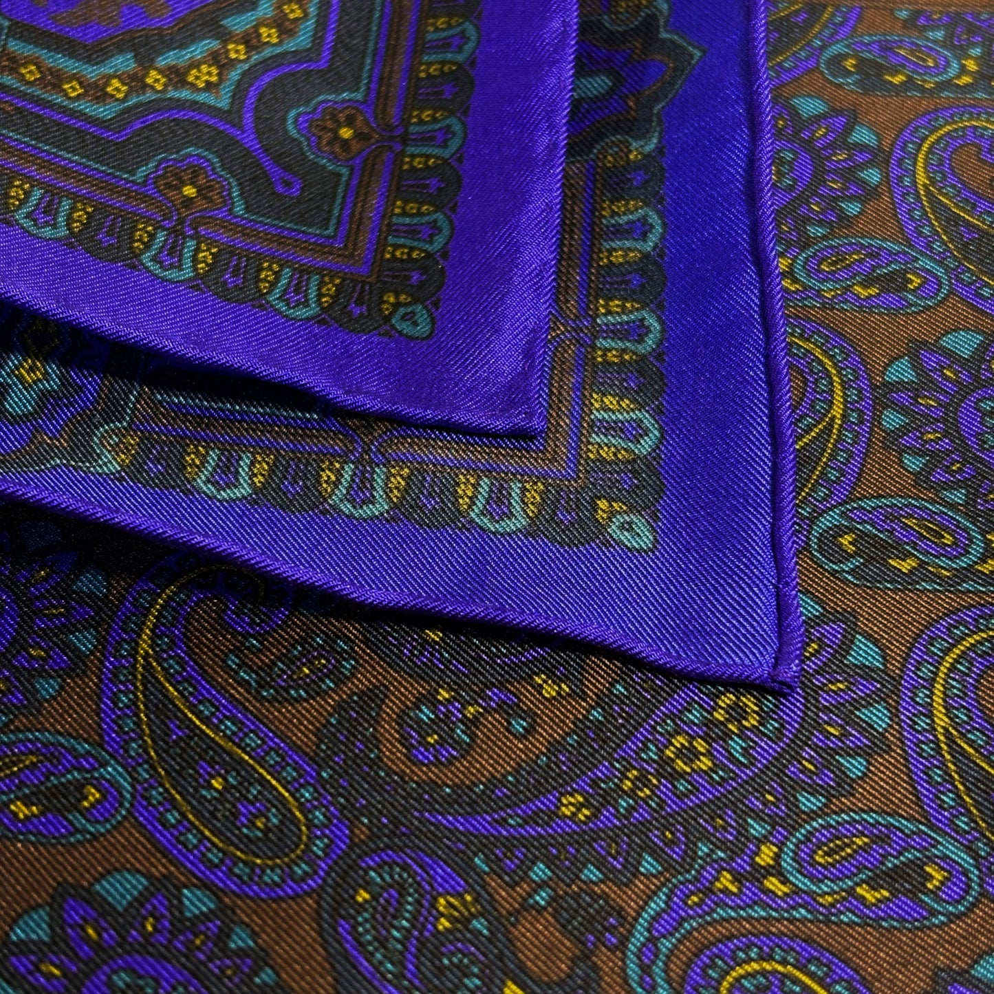 Brown & Purple Paisley Ancient Madder Silk Pocket Square