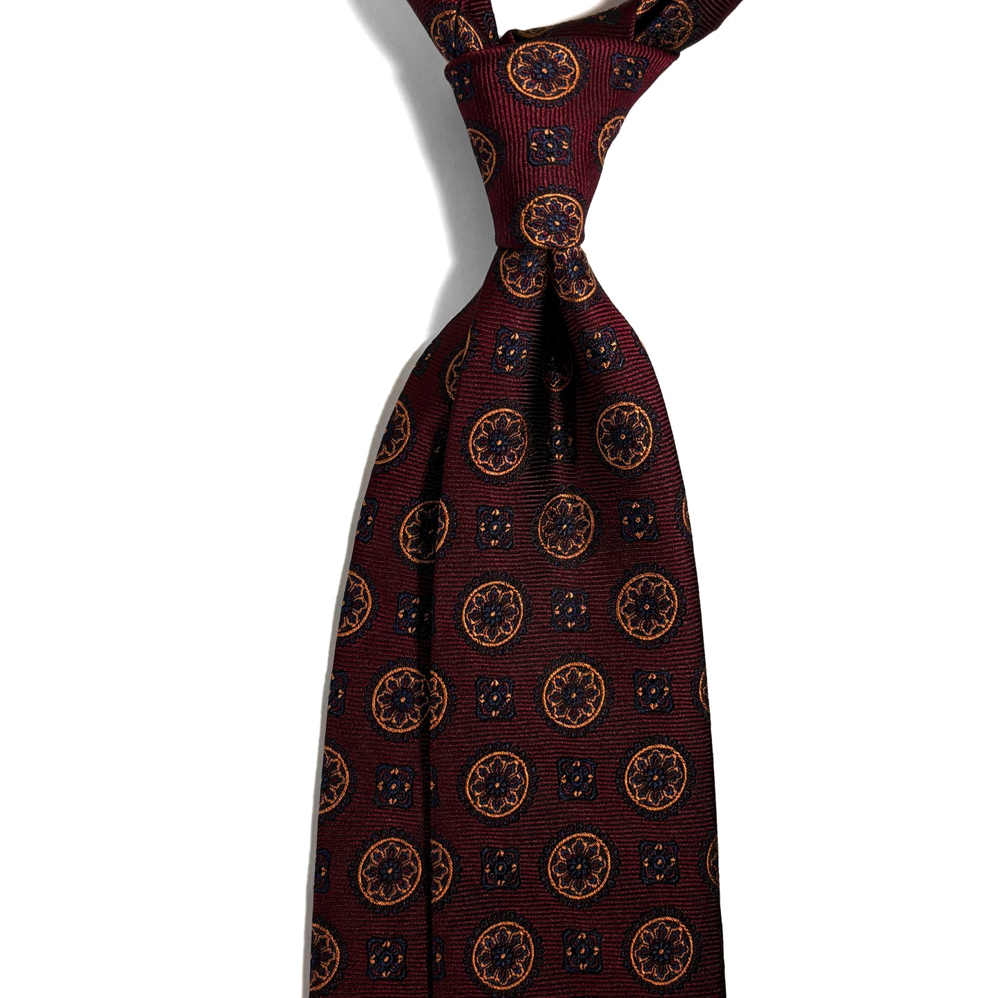 Burgundy & Gold Geometric Silk Jacquard Tie