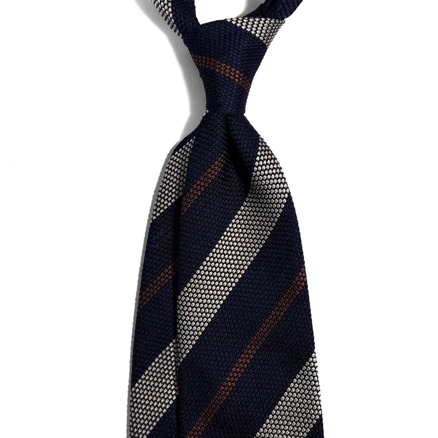 Navy Blue / Silver Striped Silk Grenadine Tie