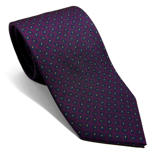 Purple Small Paisley Italian Madder Silk Tie