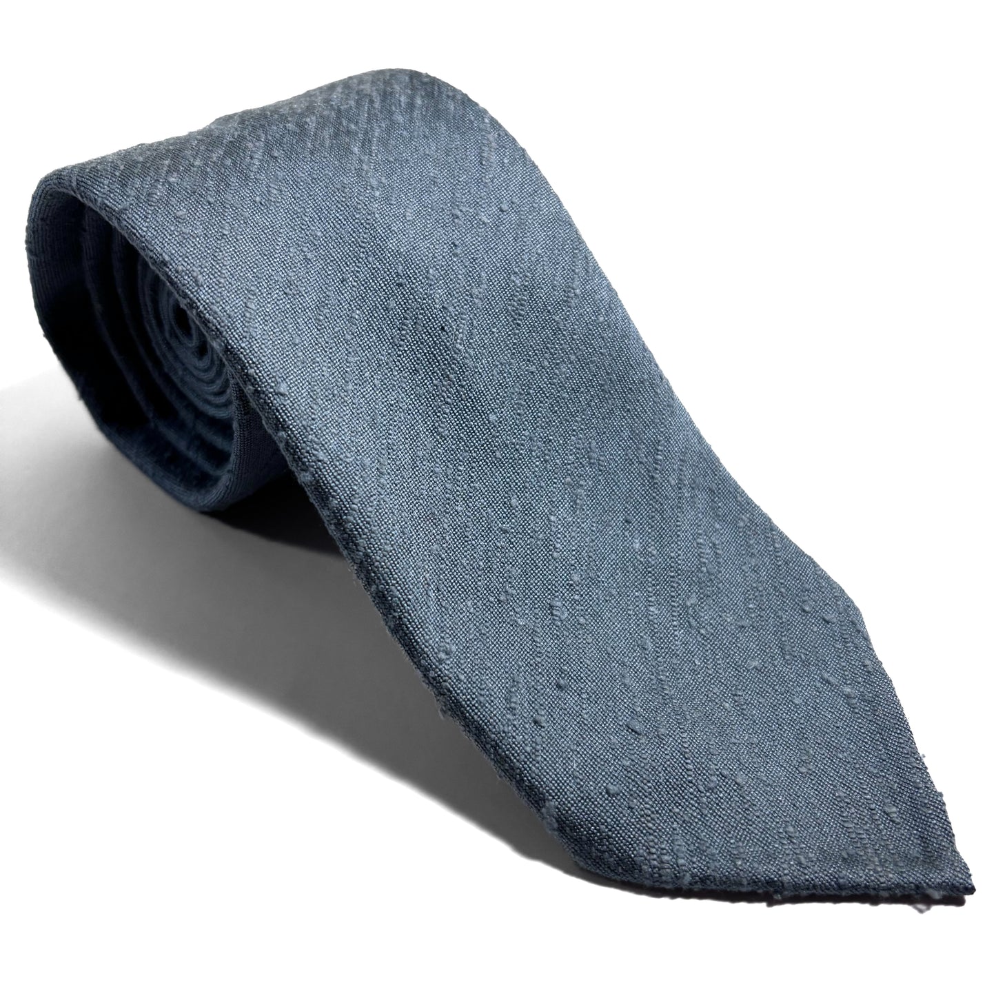 Untipped Light Blue Silk Shantung Tie