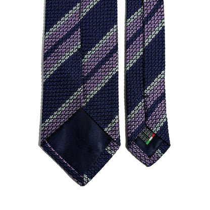 Purple & Lilac Striped Silk Grenadine Tie (Garza Grossa)