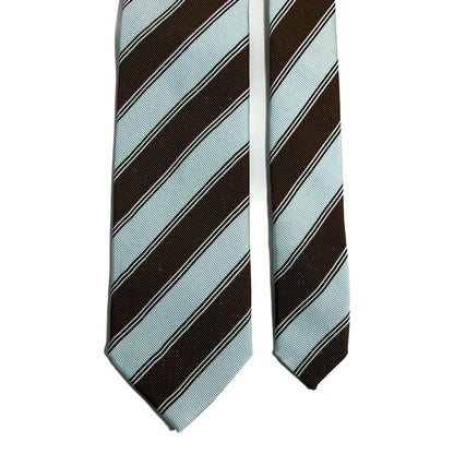 Light Blue & Brown Striped Silk Repp Tie