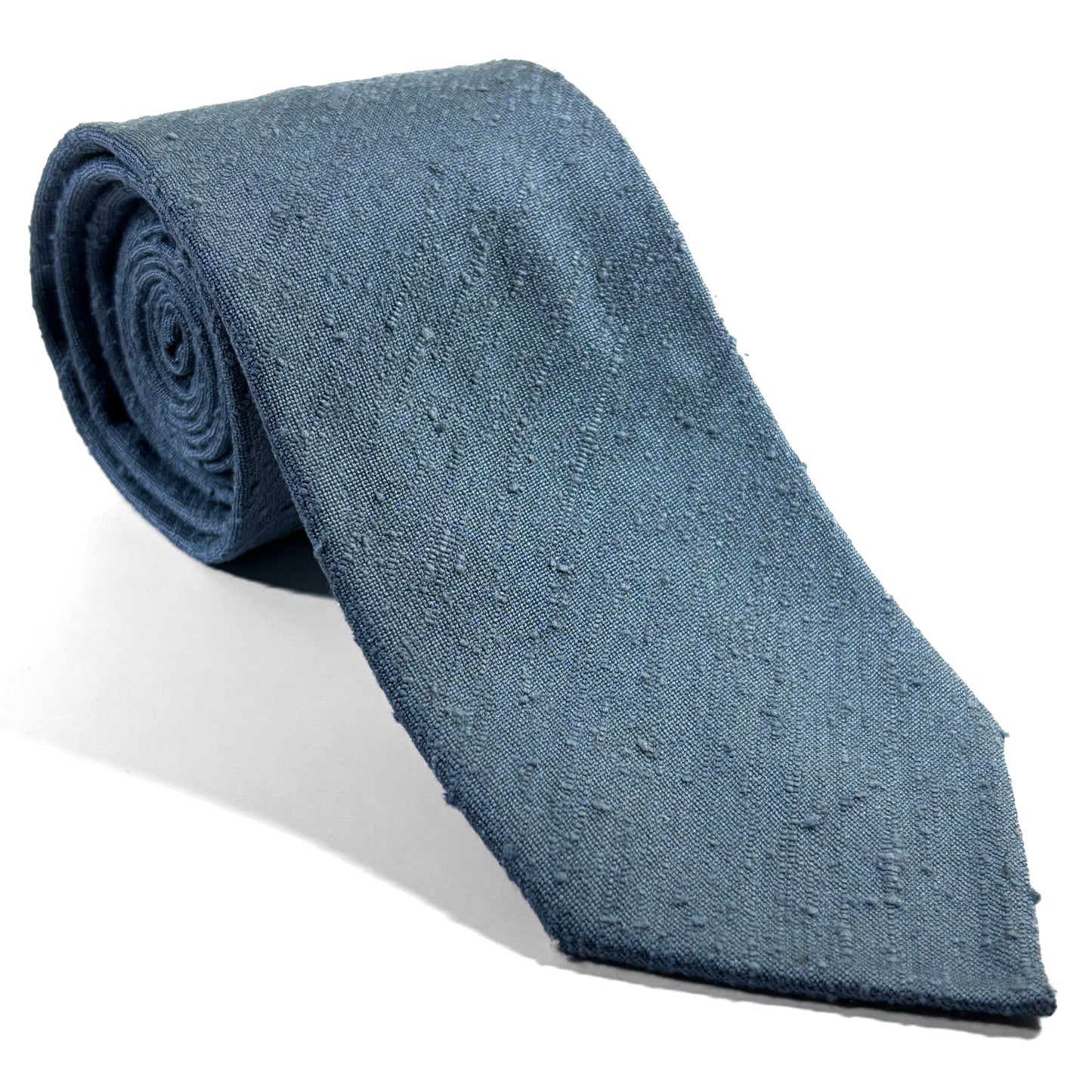Untipped Light Blue Silk Shantung Tie