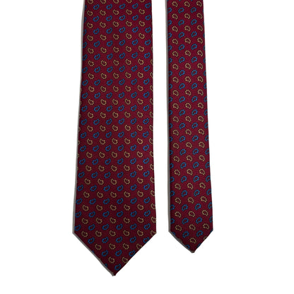 Hand-Printed Burgundy Small Paisley Silk Tie