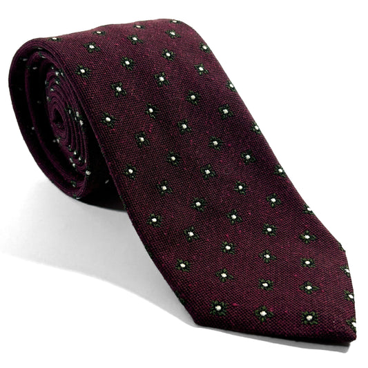 Burgundy Floral Wool/Silk Jacquard Tie