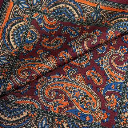 Burgundy & Orange Paisley Ancient Madder Silk Pocket Square