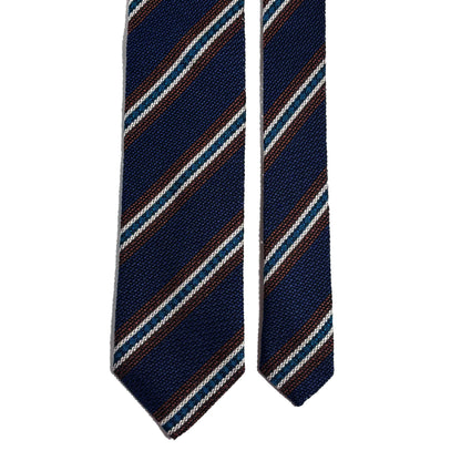 Blue Striped Italian Silk Grenadine Tie