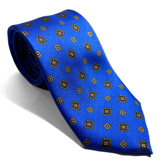 Electric Blue Geometric Silk Tie