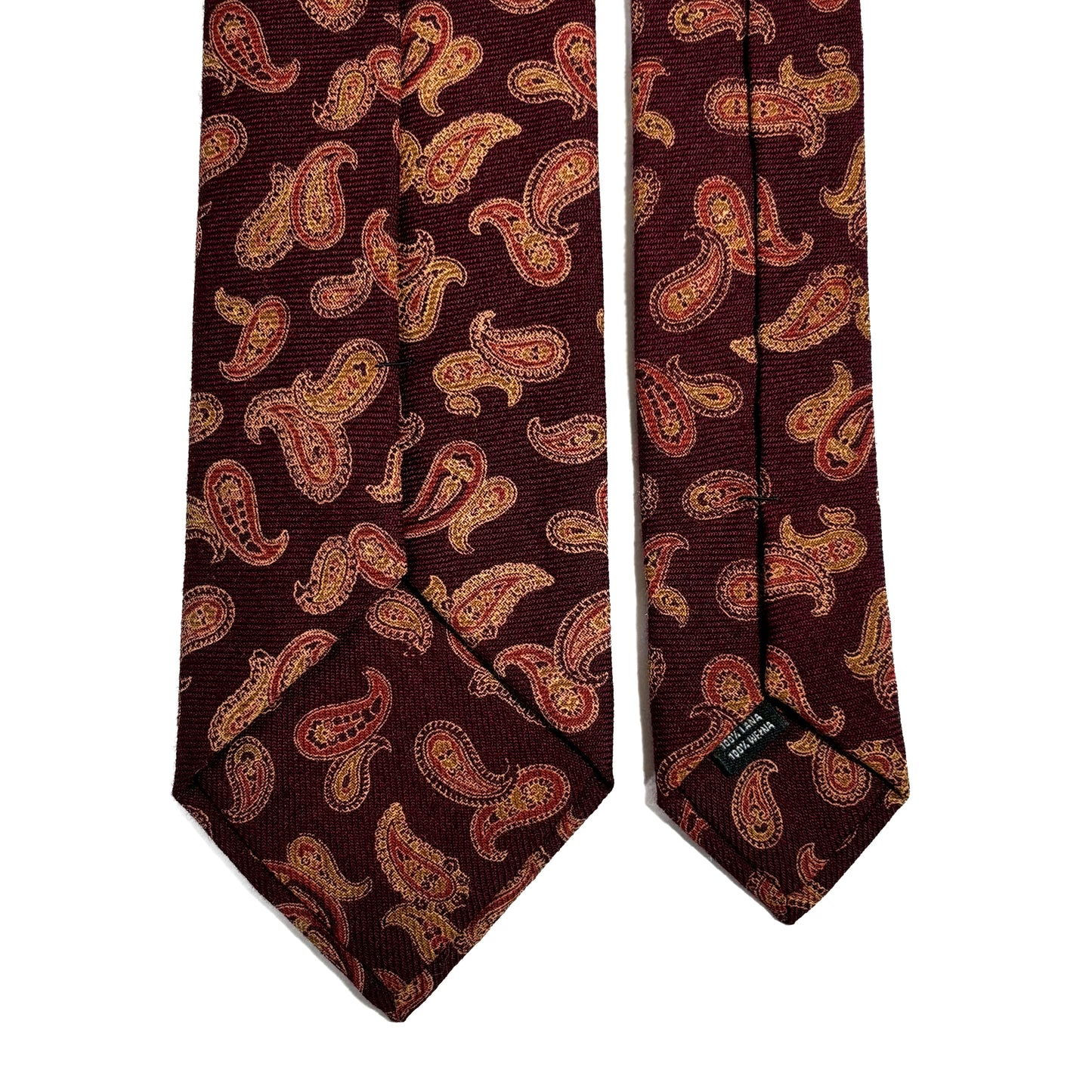 Burgundy & Gold Paisley Wool Challis Tie