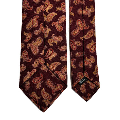 Burgundy & Gold Paisley Wool Challis Tie