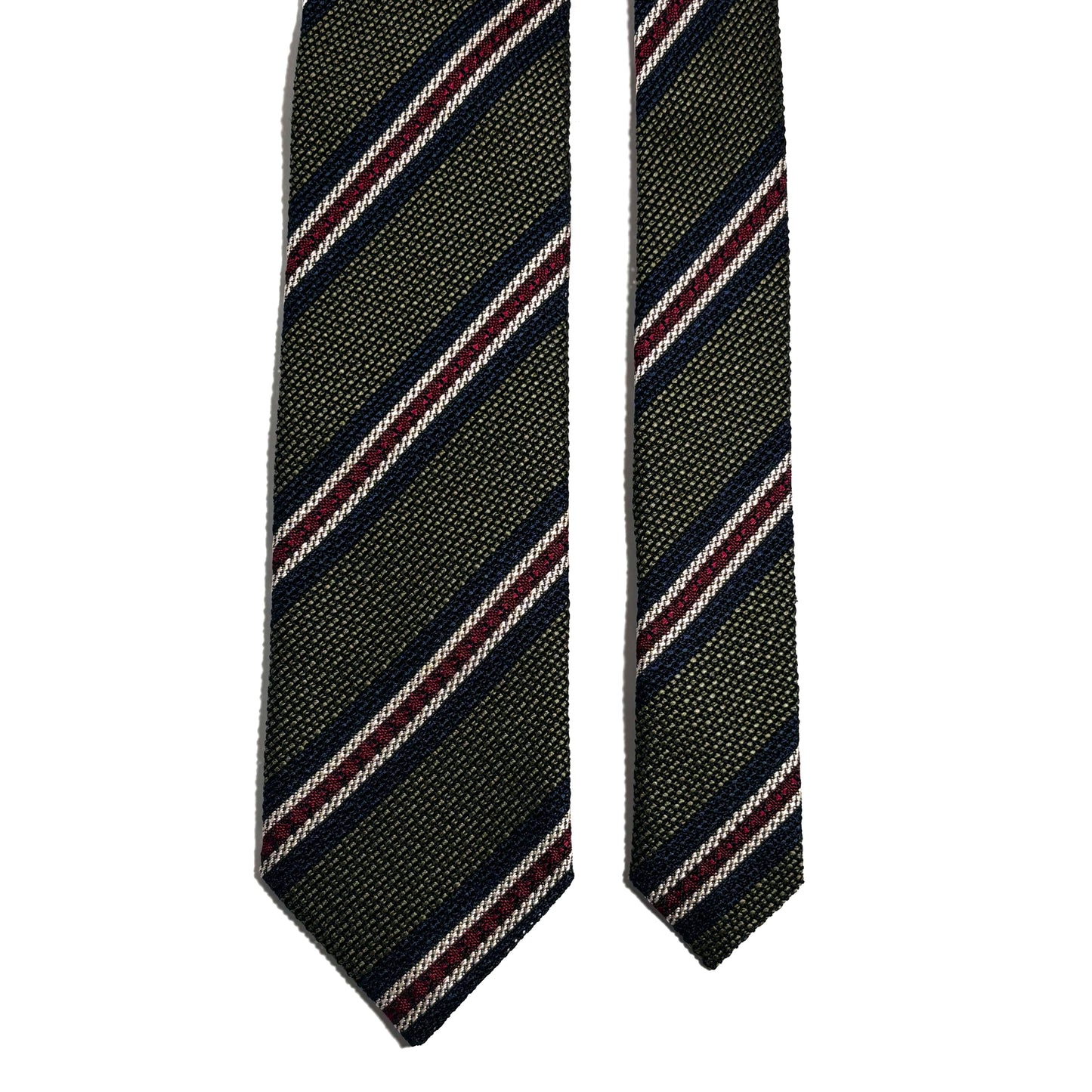 Olive Green Striped Silk Grenadine Tie (Garza Fina)